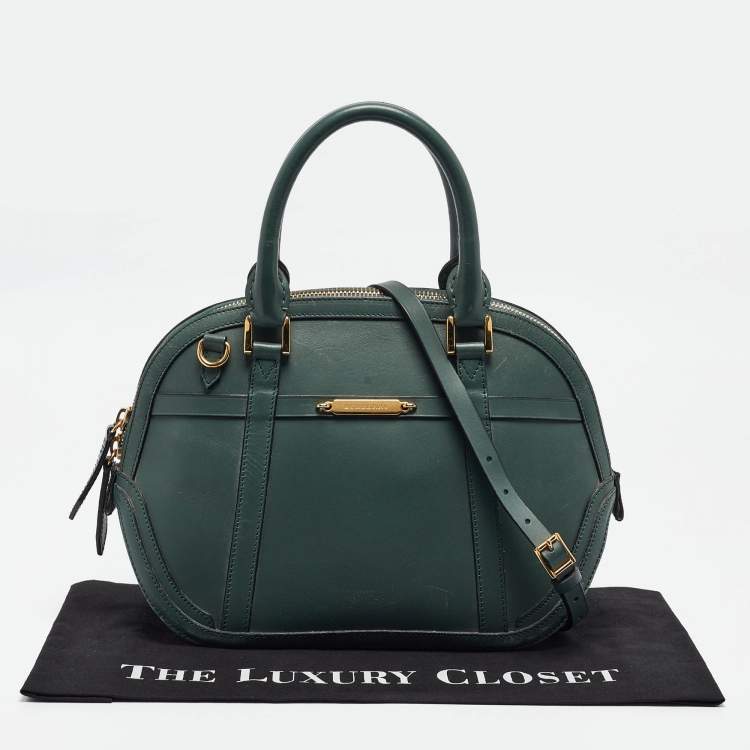 Pre Owned Burberry Green Leather Orchard Bowler Bag