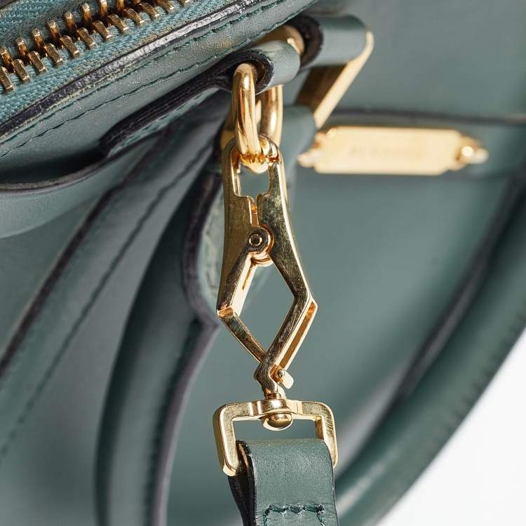 Pre Owned Burberry Green Leather Orchard Bowler Bag