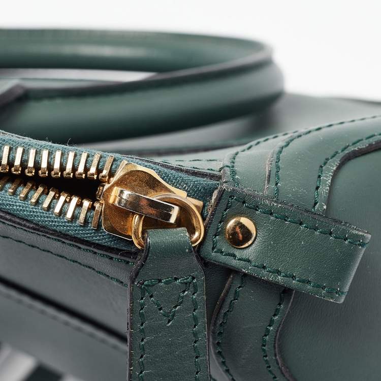 Pre Owned Burberry Green Leather Orchard Bowler Bag