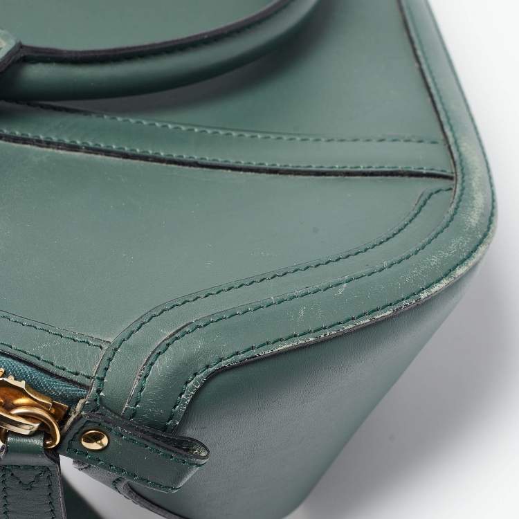 Pre Owned Burberry Green Leather Orchard Bowler Bag