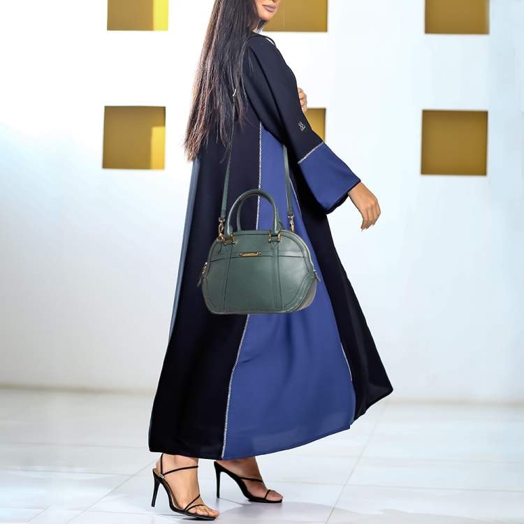 Pre Owned Burberry Green Leather Orchard Bowler Bag