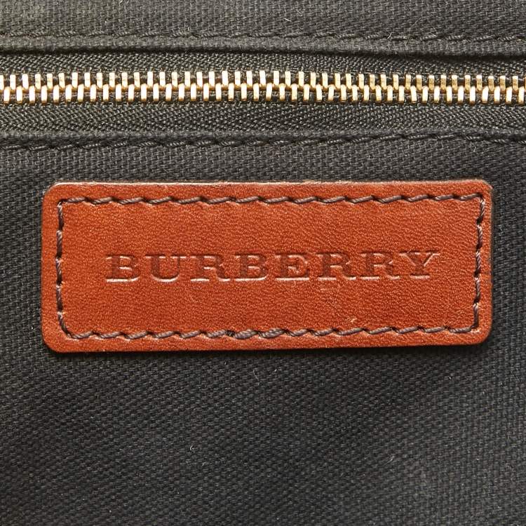 Pre Owned Burberry Brown/Beige House Check Fabric and Leather Orchard Bowler Bag