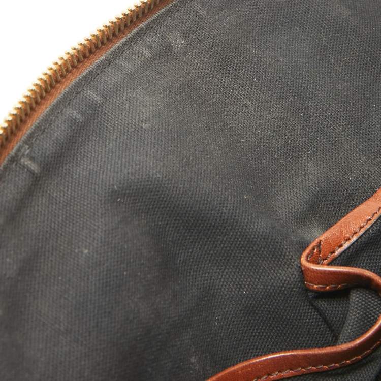 Pre Owned Burberry Brown/Beige House Check Fabric and Leather Orchard Bowler Bag