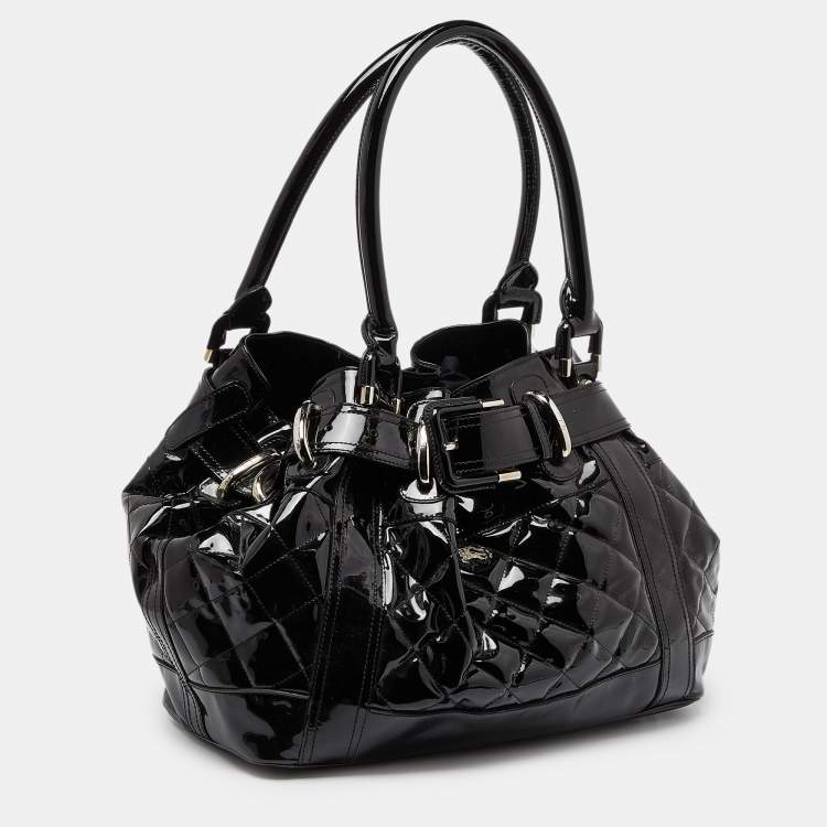 Pre Owned Burberry Black Quilted Patent Leather Large Beaton Tote