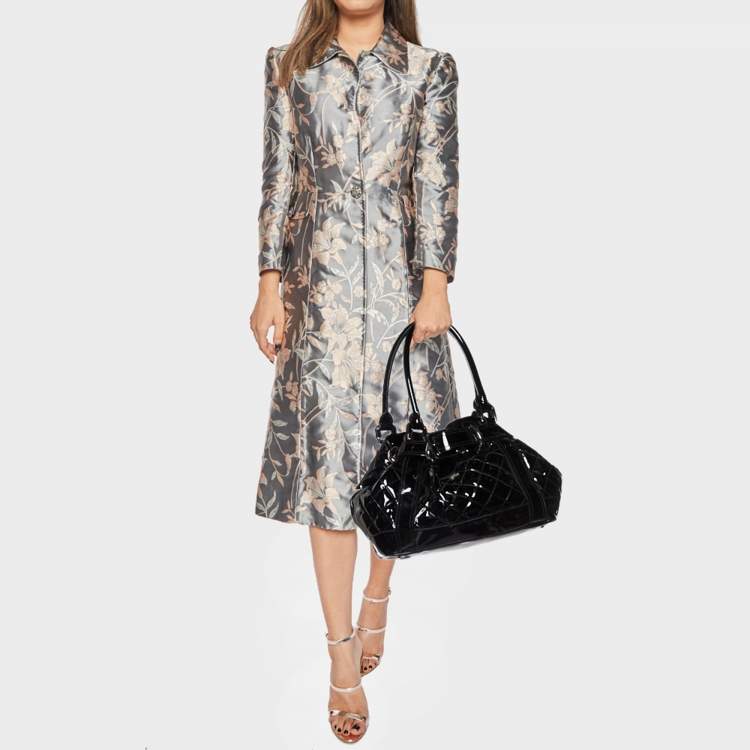 Pre Owned Burberry Black Quilted Patent Leather Large Beaton Tote