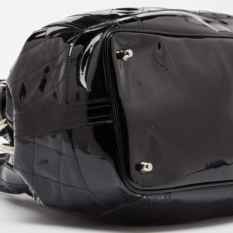 Pre Owned Burberry Black Quilted Patent Leather Large Beaton Tote