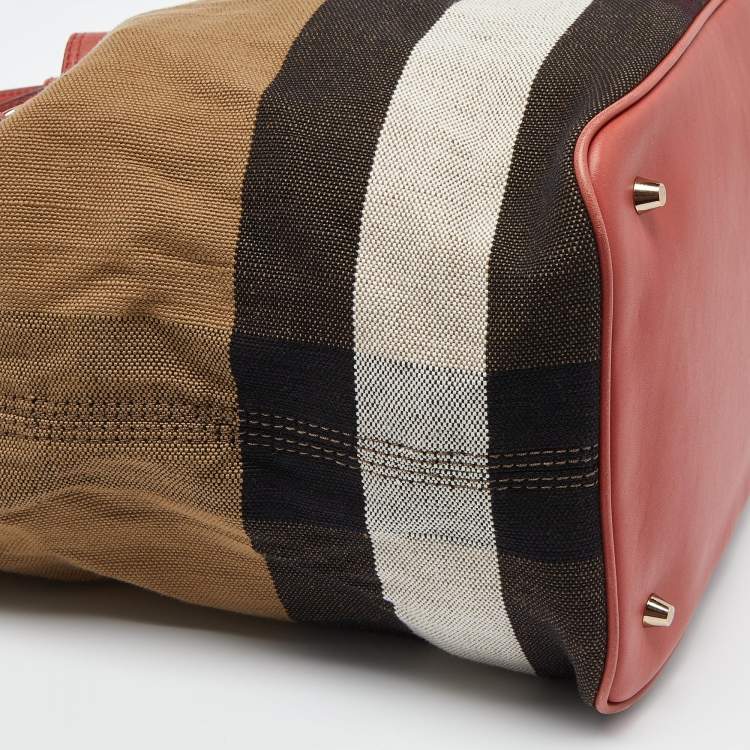 Pre Owned Burberry Multicolor Exploded Check Canvas and Leather Ashby Tassel Bag
