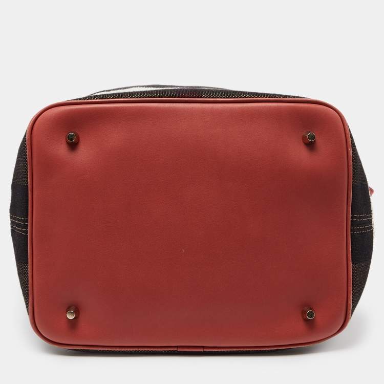 Pre Owned Burberry Multicolor Exploded Check Canvas and Leather Ashby Tassel Bag