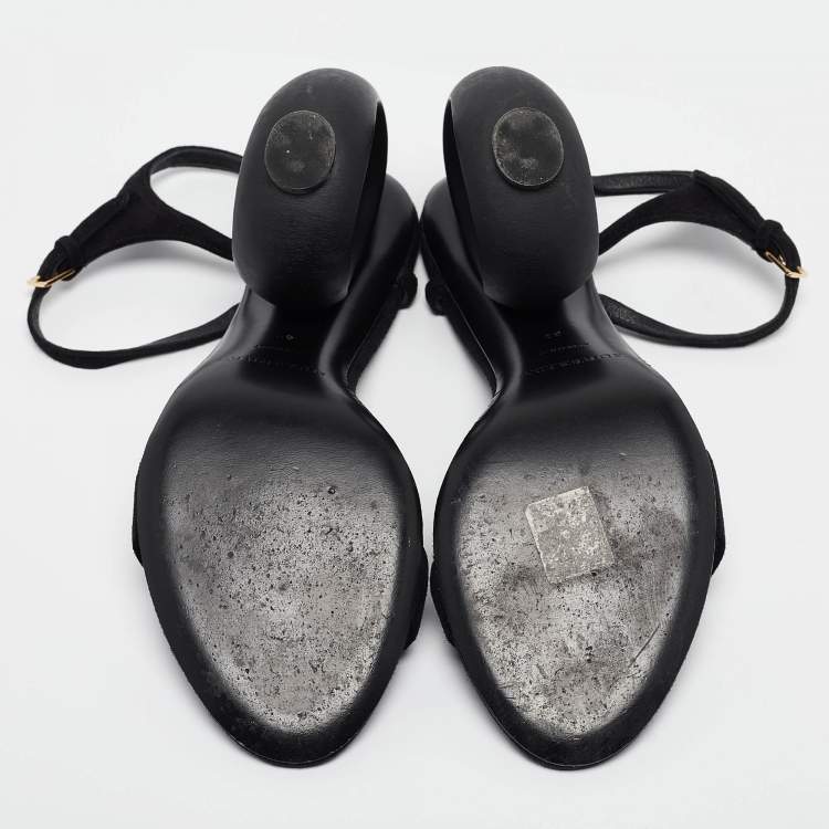 Pre Owned Burberry Black Suede Ankle Strap Sandals Size 39