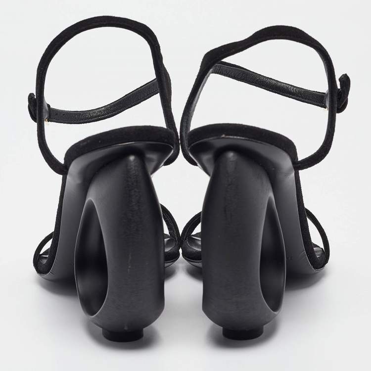 Pre Owned Burberry Black Suede Ankle Strap Sandals Size 39