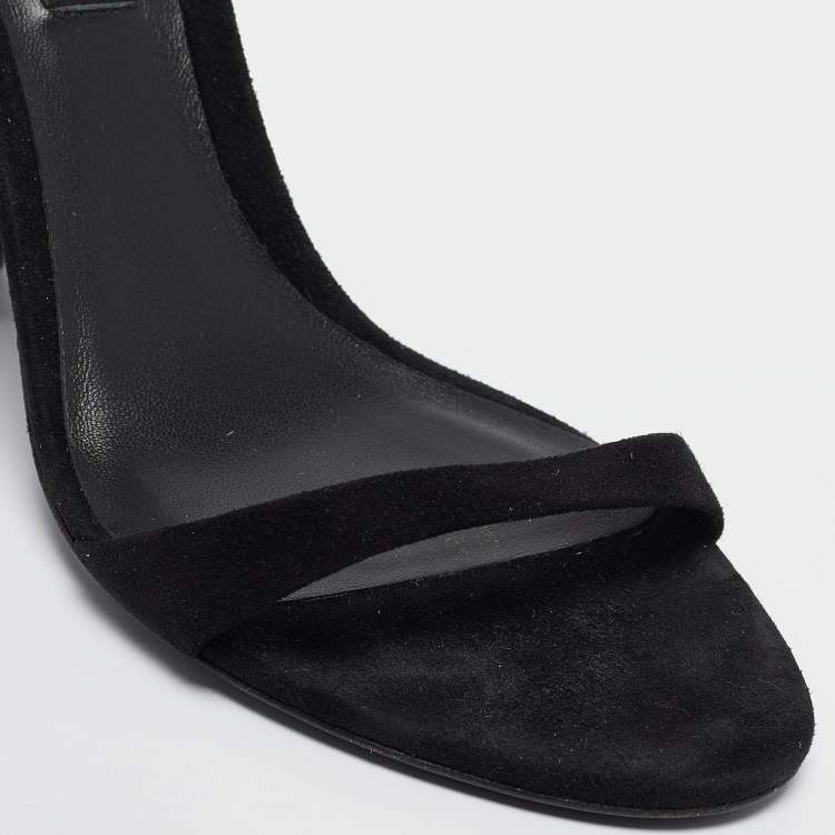 Pre Owned Burberry Black Suede Ankle Strap Sandals Size 39