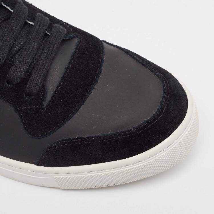 Pre Owned Burberry Black House Check Canvas and  Leather Reeth Low Top Sneakers Size 41