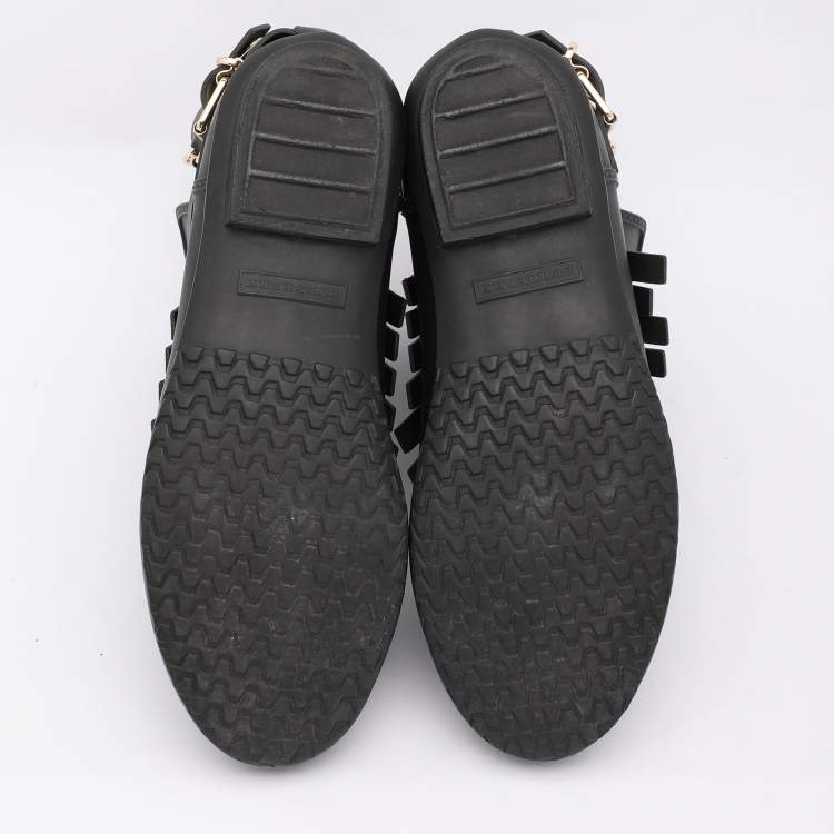 Pre Owned Burberry Black Rubber Fringe Trim Mot Boots Size 39