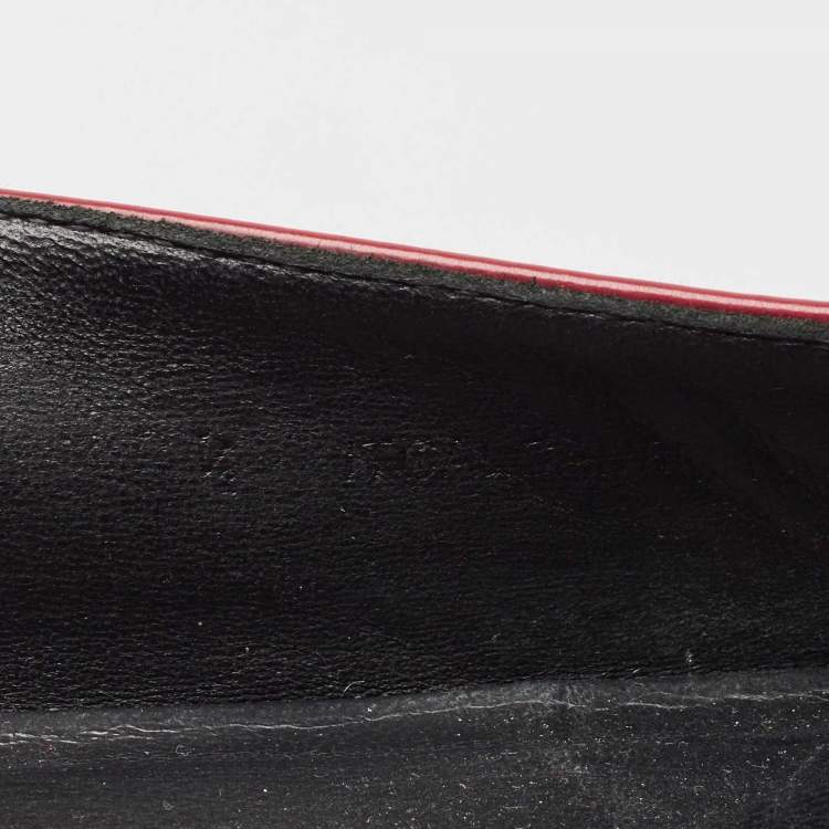 Pre Owned Burberry Beige/Burgundy Fabric and Leather Tassel Bow Ballet Flats Size 38.5