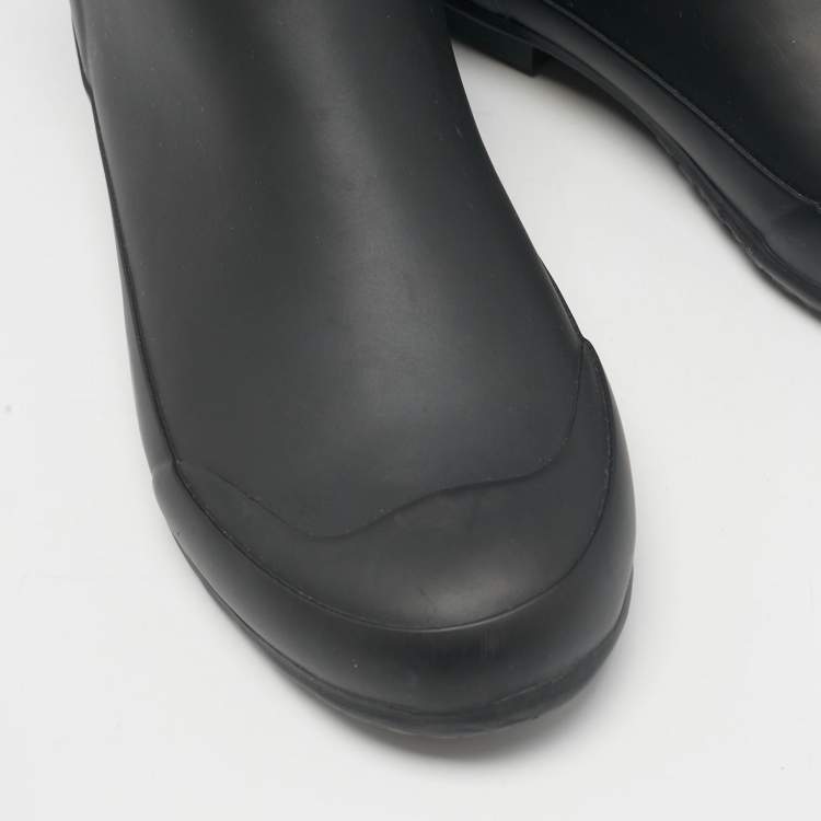 Pre Owned Burberry Beige/Black House Check Canvas and Rubber Rain Boots Size 37