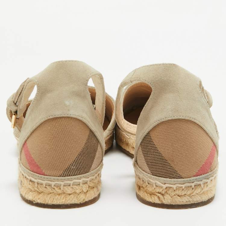 Pre Owned Burberry Multicolor Canvas and Suede Abbingdon Espadrille Flats Size 41