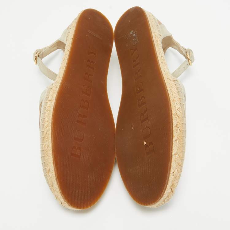 Pre Owned Burberry Multicolor Canvas and Suede Abbingdon Espadrille Flats Size 41
