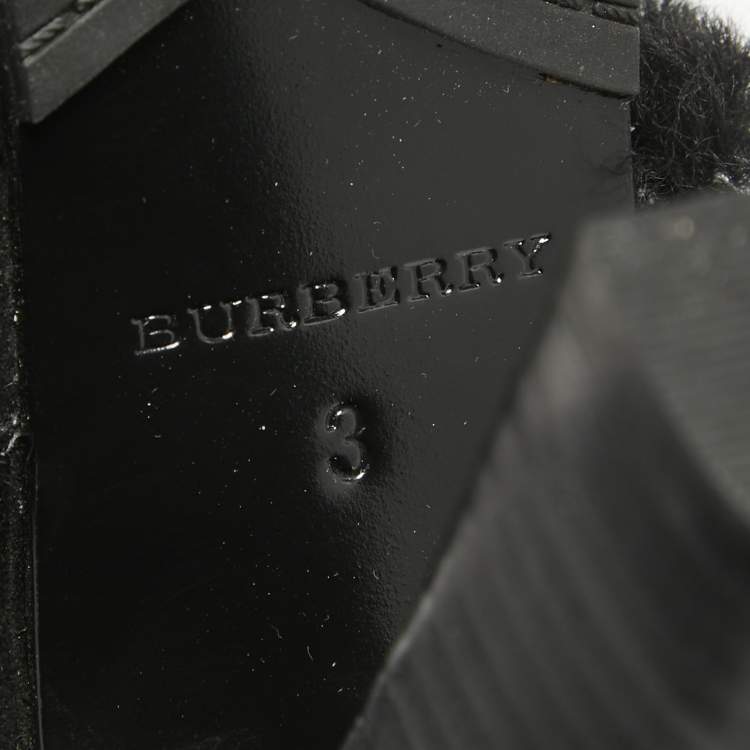 Pre Owned Burberry Black Suede and Fur Ankle Length Boots Size 36
