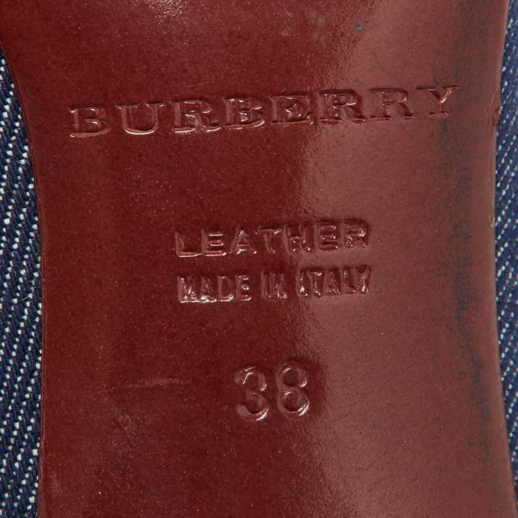 Pre Owned Burberry Blue Denim Fabric Pointed Toe Pumps Size 38