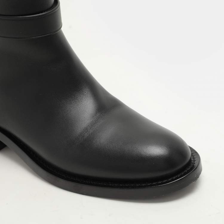 Pre Owned Burberry Black Leather Knee Length Boots Size 36