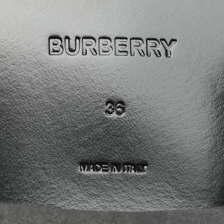 Pre Owned Burberry Black Leather Knee Length Boots Size 36