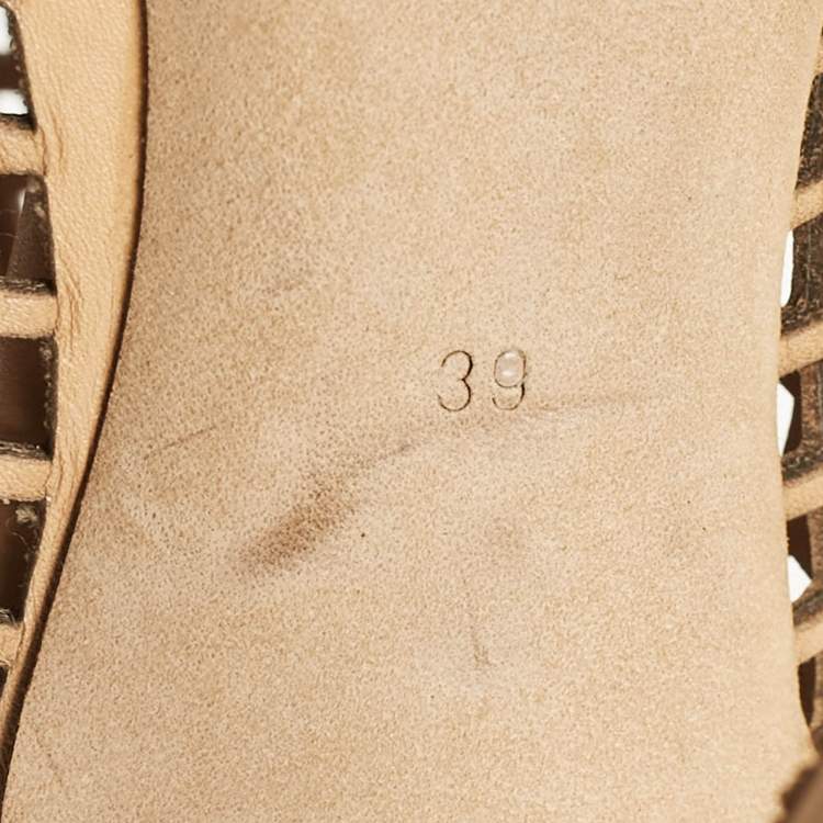 Pre Owned Burberry Beige  Cut Out Leather Open Toe Booties Size 39