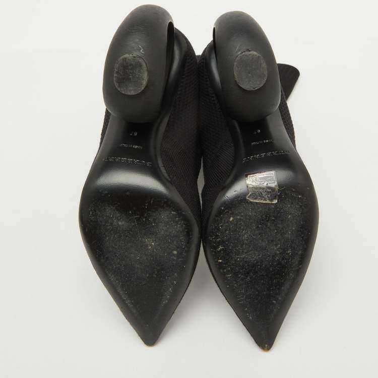Pre Owned Burberry Black Knit Stretch Fabric Kimberley Pointed Toe Ankle Boots Size 37