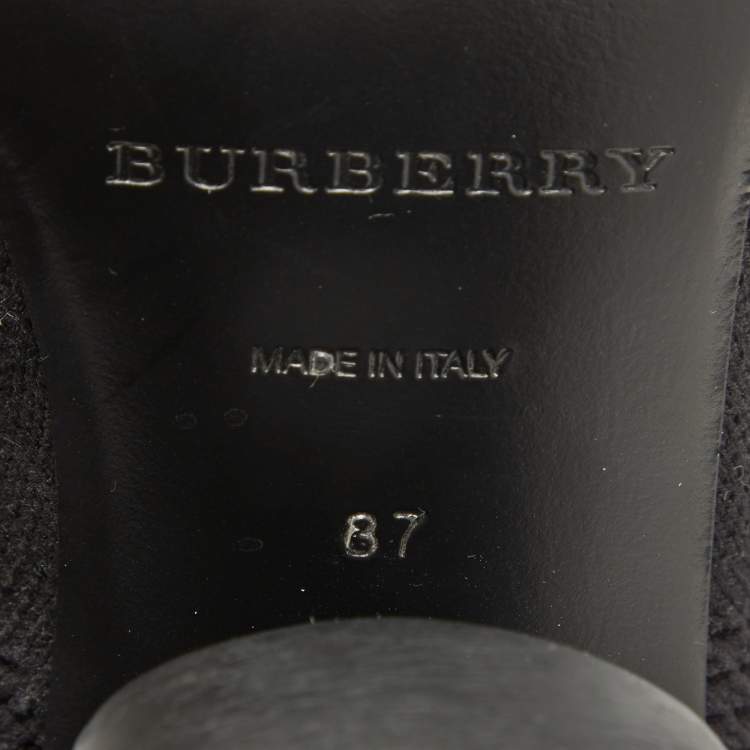 Pre Owned Burberry Black Knit Stretch Fabric Kimberley Pointed Toe Ankle Boots Size 37