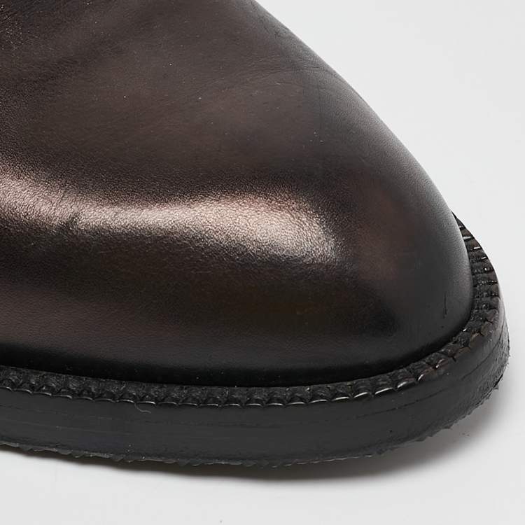 Pre Owned Burberry Black/Beige House Check Canvas and Leather Ankle Length Boots Size 39