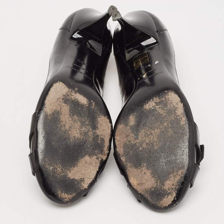 Pre Owned Burberry Black Canvas and Leather Pointed Toe Pumps Size 39.5