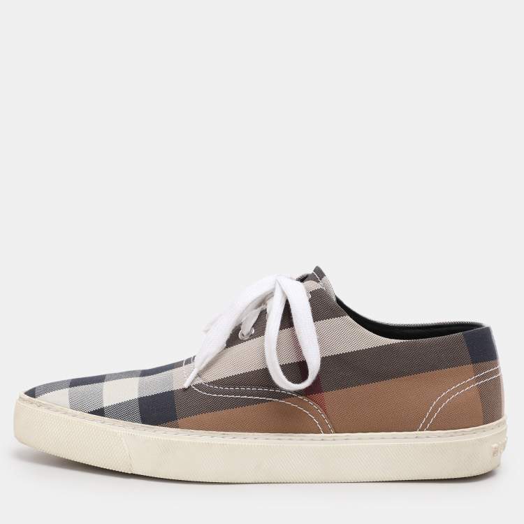 Pre Owned Burberry Multicolor House Check Canvas Pointed Toe Low Top Sneakers Size 38.5