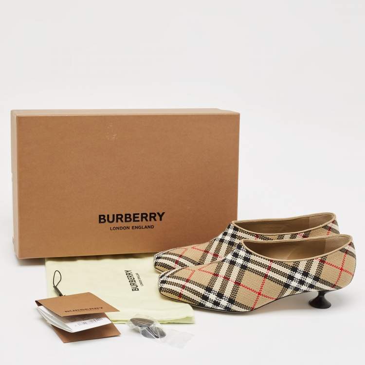 Pre Owned Burberry Beige Archive Check Canvas Tripton Pumps Size 40