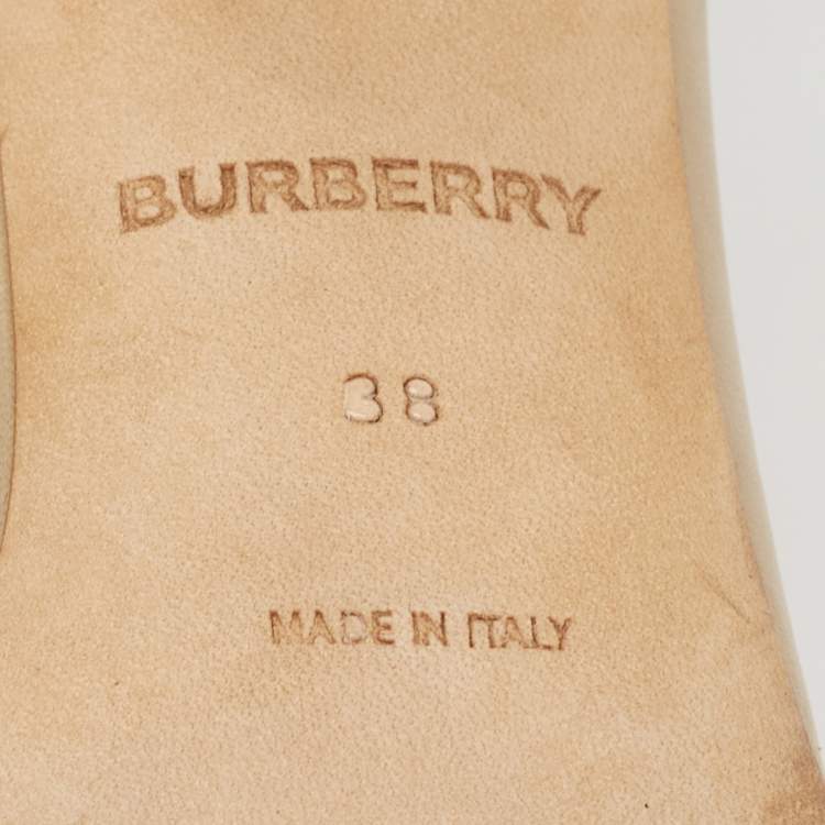 Pre Owned Burberry Beige Leather Ankle Strap Pumps Size 38