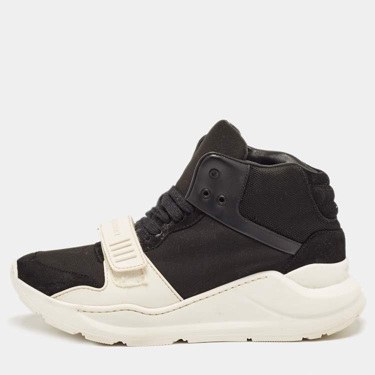 Pre Owned Burberry Black Suede And Neoprene Regis High Top Sneakers Size 40