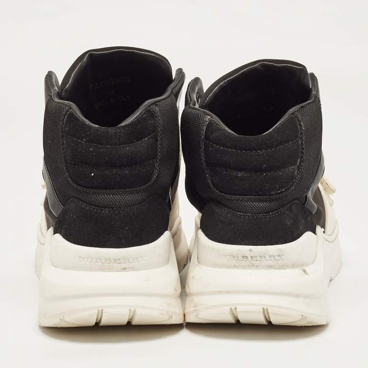 Pre Owned Burberry Black Suede And Neoprene Regis High Top Sneakers Size 40