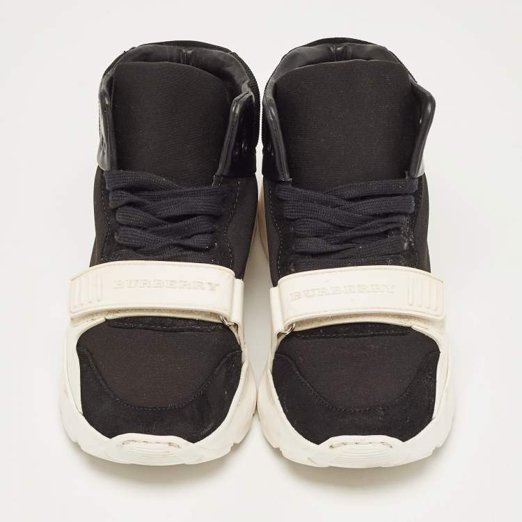 Pre Owned Burberry Black Suede And Neoprene Regis High Top Sneakers Size 40