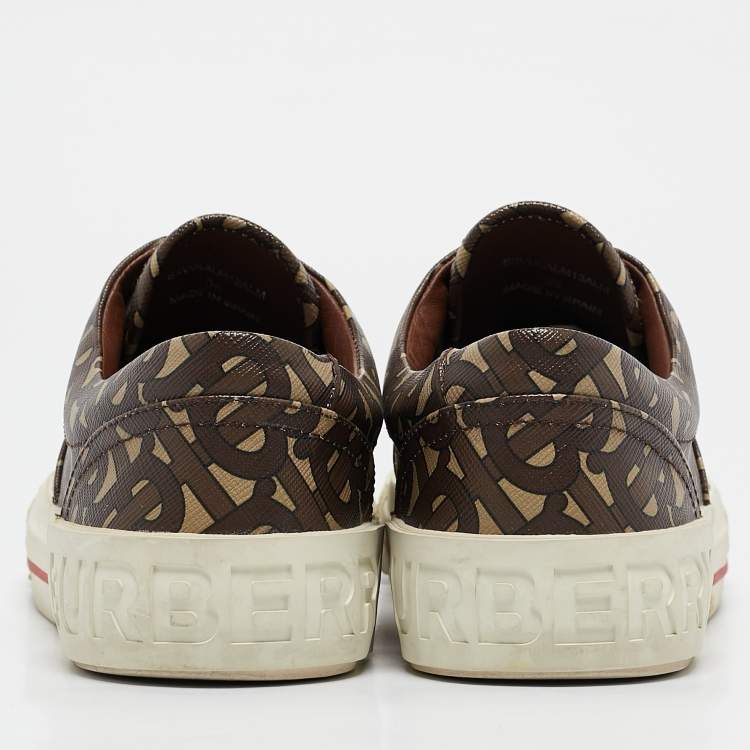 Pre Owned Burberry Brown Canvas Logo Lace Up Sneakers Size 38