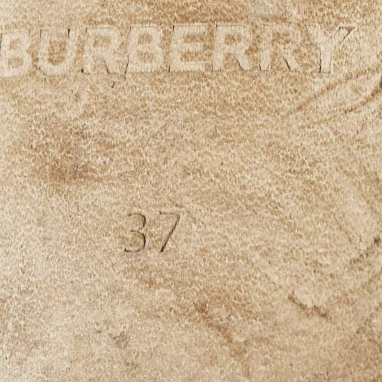 Pre Owned Burberry Black Leather Maria Logo Slingback Flats Size 37