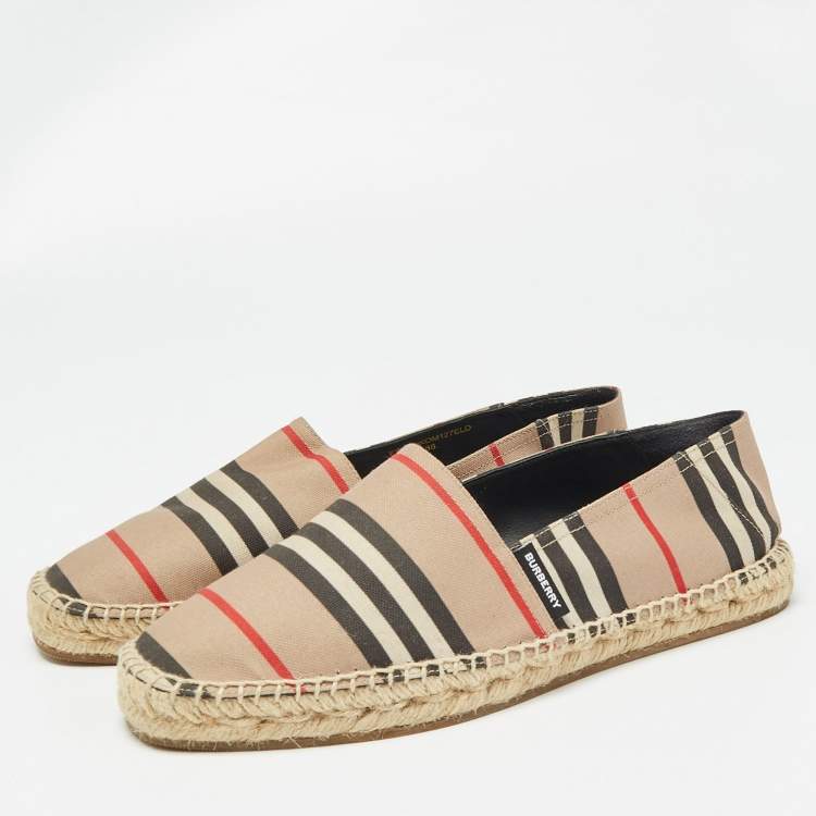 مملوكة مسبقًا Burberry Beige/Black House Check Fabric and Leather Espadrille Flats Size 38