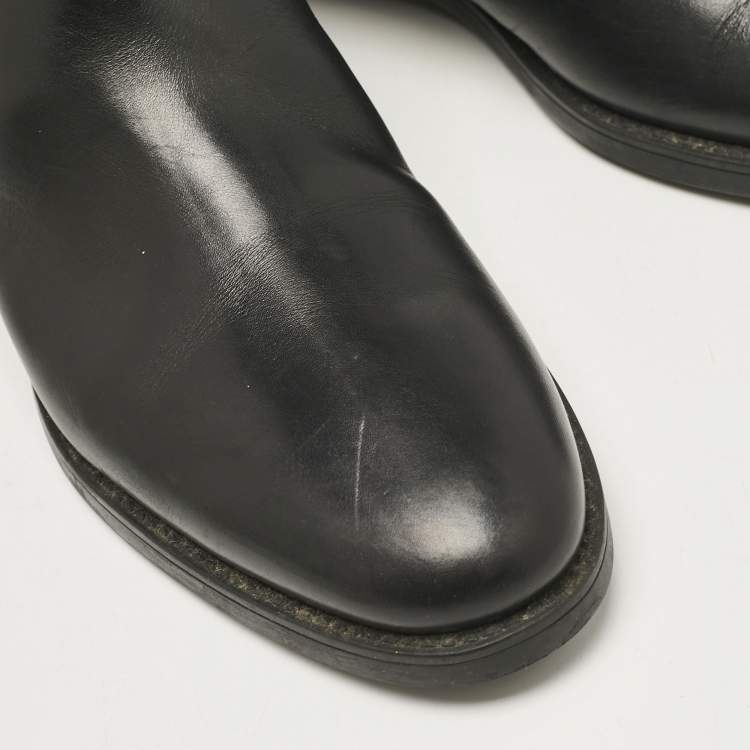 Pre Owned Burberry Black Leather Knee Length Boots Size 41