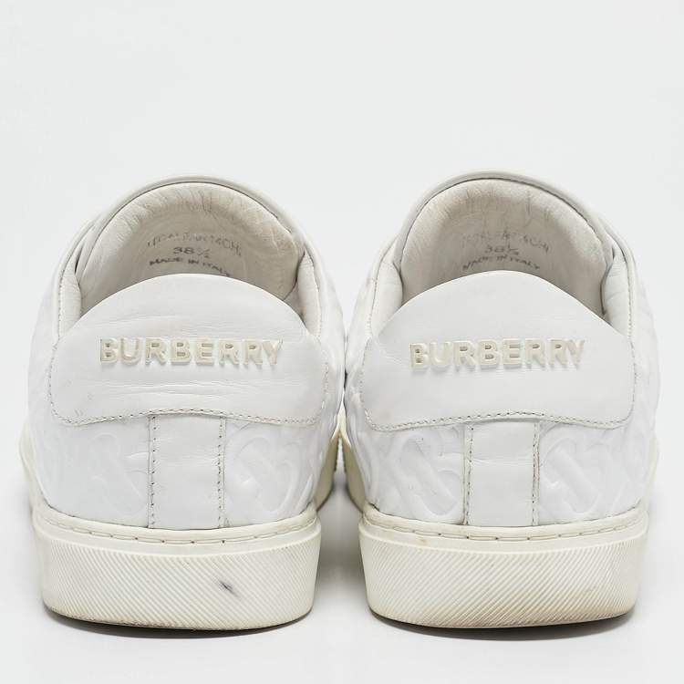 Pre Owned Burberry White Leather Albridge Low Top Sneakers Size 38.5