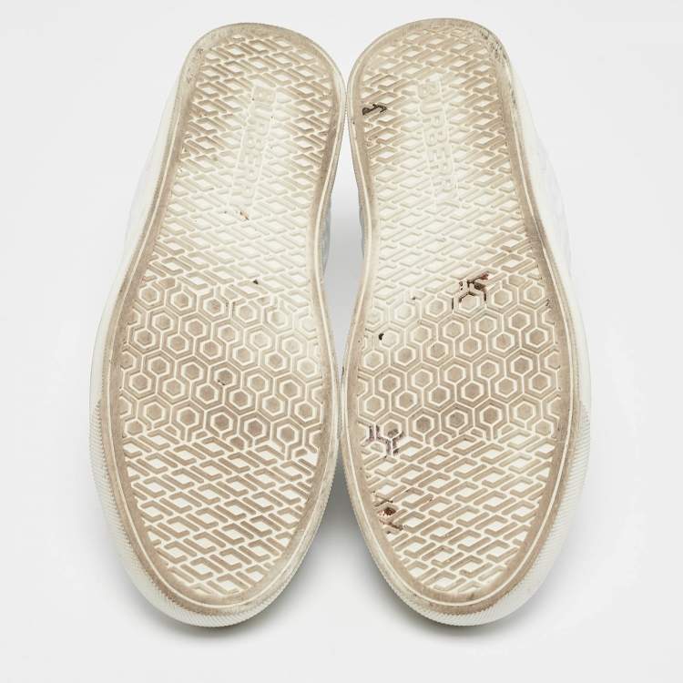 Pre Owned Burberry White Leather Albridge Low Top Sneakers Size 38.5