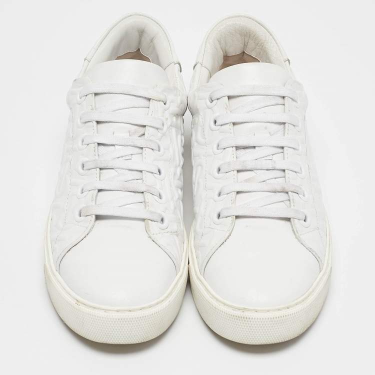 Pre Owned Burberry White Leather Albridge Low Top Sneakers Size 38.5