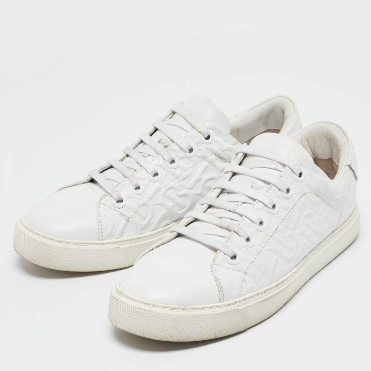 Pre Owned Burberry White Leather Albridge Low Top Sneakers Size 38.5
