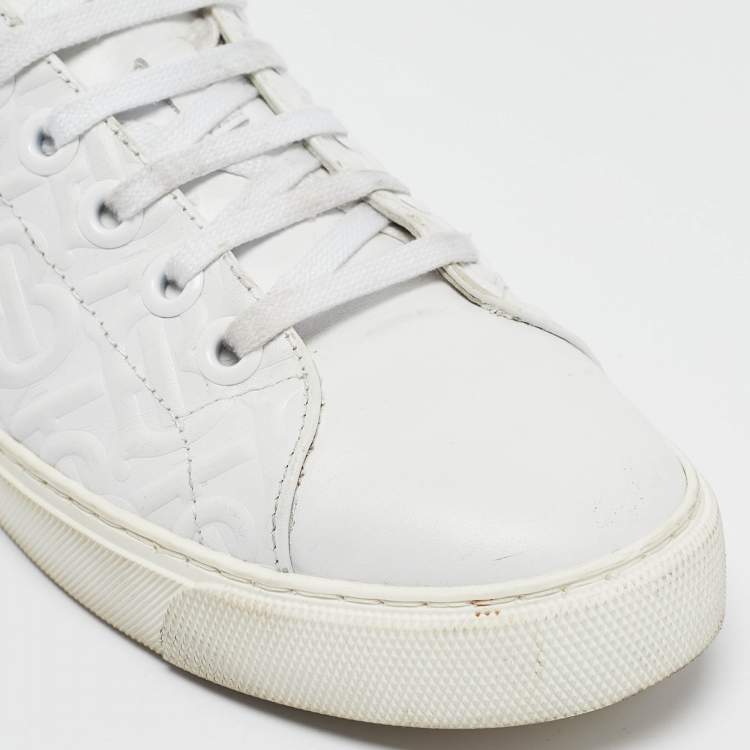 Pre Owned Burberry White Leather Albridge Low Top Sneakers Size 38.5