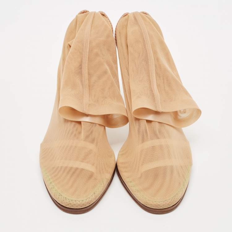 Pre Owned Burberry Beige Lace Sock Boots Size 38