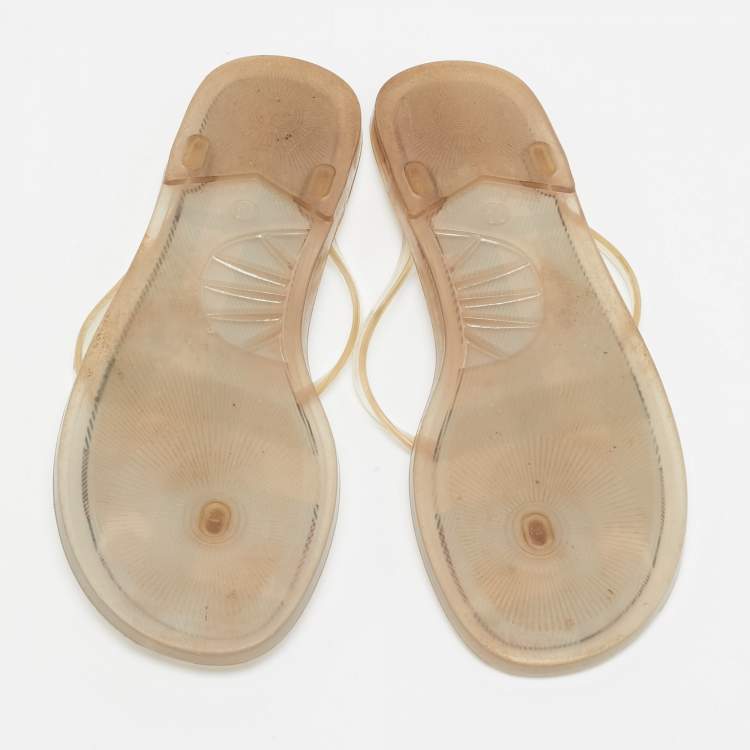 Pre Owned Burberry Transparent Rubber Thong Flat Sandals Size 39