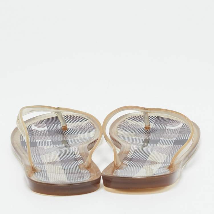 Pre Owned Burberry Transparent Rubber Thong Flat Sandals Size 39