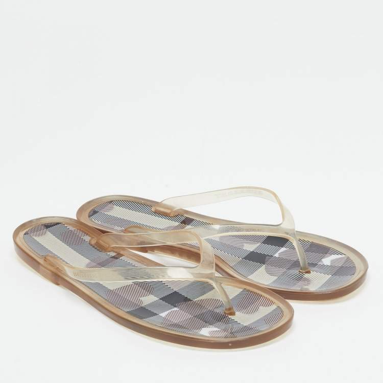 Pre Owned Burberry Transparent Rubber Thong Flat Sandals Size 39