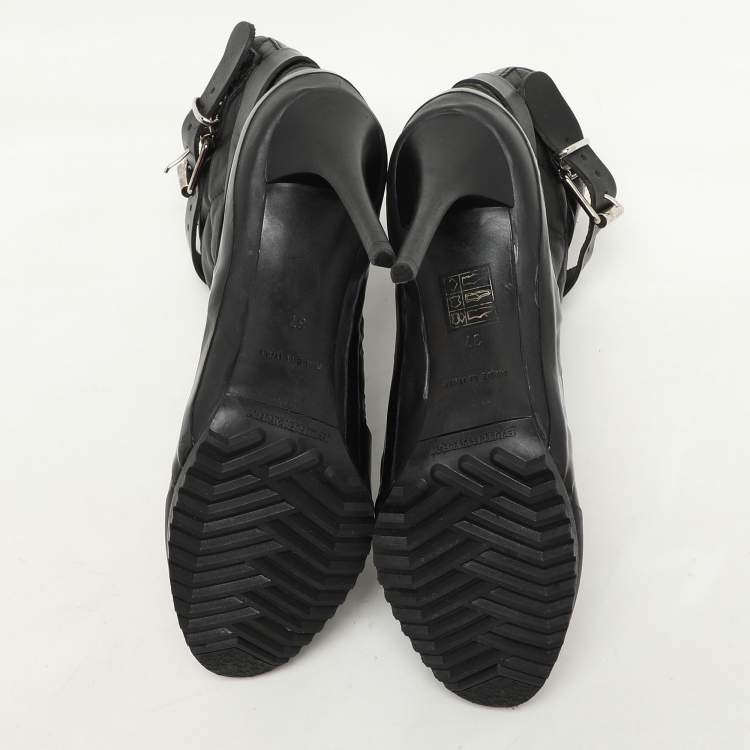 Pre Owned Burberry Black Quilted Leather Brit Beverly Ankle Booties Size 37